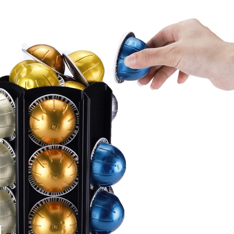 FlagShip Pod Holder for Nespresso Capsule Holder Vertuoline Stand for 50+ Nespresso Vertuo Pod Storage Carousel Small Coffee Pod Organizer, Black Metal - Image 3